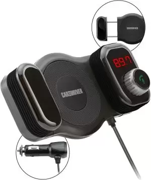 Car and Driver Bluetooth FM Transmitter | Car Vent Phone Mount featuring Streaming Audio, TF Card Slot, Hands-Free Calling, USB Charging, Siri Compatible, Secure Grip, Universal Fit