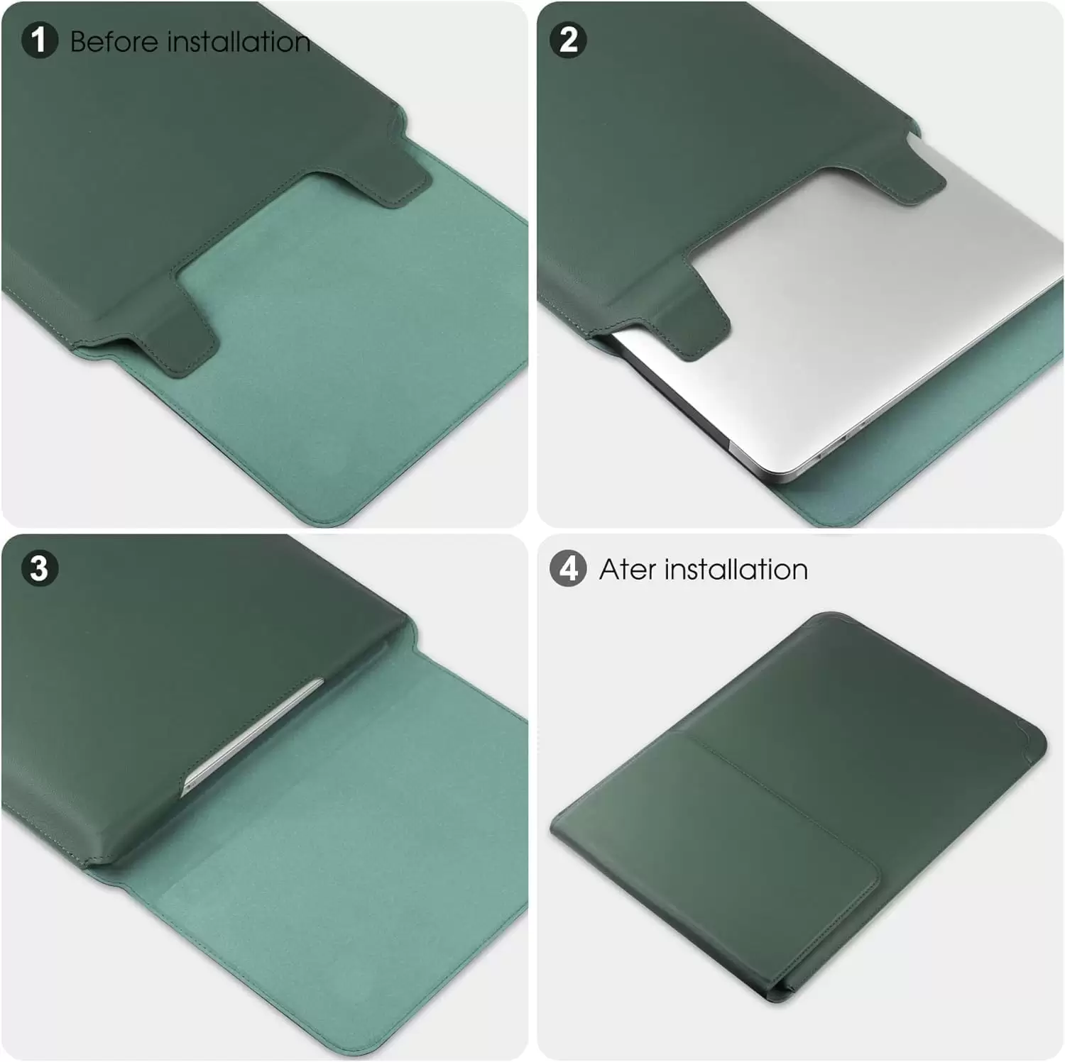 Hyfant Laptop Sleeve with Stand and Mouse Pad 13-14 Inch Leather Laptop Case Notebook Computer Protective Cover Slim Bag for MacBook Air/Pro Dell Lenovo ThinkPad HP Samsung Asus Acer LG Chromebook - Image 4