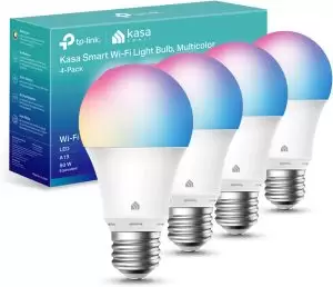 Light Bulbs, Full Color Changing Dimmable WiFi Bulbs Compatible with Alexa and Google Home, A19, 9W 800 Lumens,2.4Ghz only, No Hub Required, 4 Count (Pack of 1), Multicolor (KL125P4)