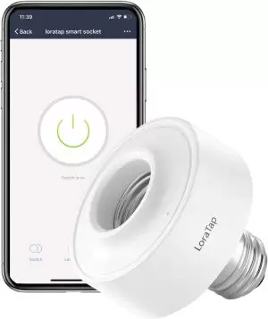 Smart Wi-Fi LED Light Bulb Socket Adapter E26 Lamp Holder ﻿Timer, Compatible with Google Assistant and Amazon Alexa Voice Control, Smart Life App Control, Max. Watt 30W