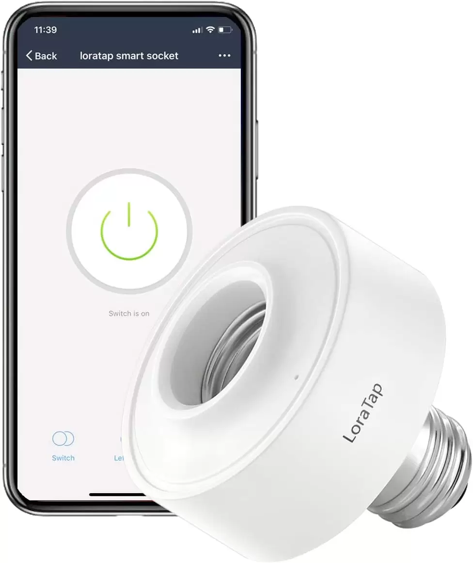 Smart Wi-Fi LED Light Bulb Socket Adapter E26 Lamp Holder ﻿Timer, Compatible with Google Assistant and Amazon Alexa Voice Control, Smart Life App Control, Max. Watt 30W