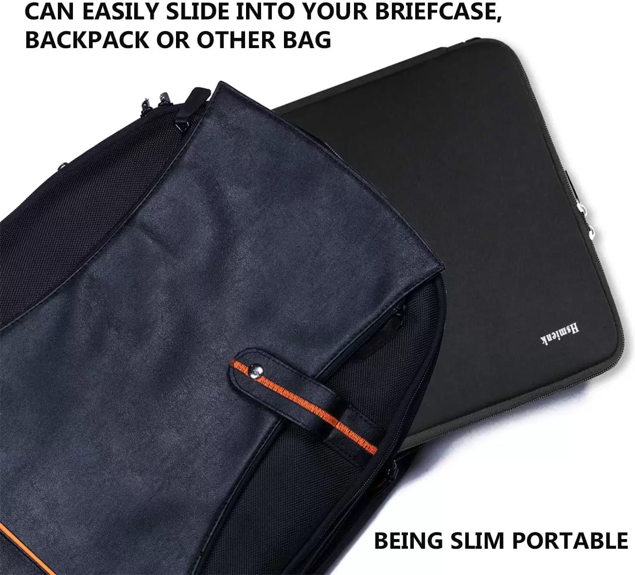Laptop Sleeve 15.6 Inch, Hsmienk Durable Shockproof Protective Cover Flip Case Briefcase Carrying Computer Bag Case Compatible with 15.6 Inch HP, ASUS, Lenovo, Acer, Notebook, Computer, Black - Image 3