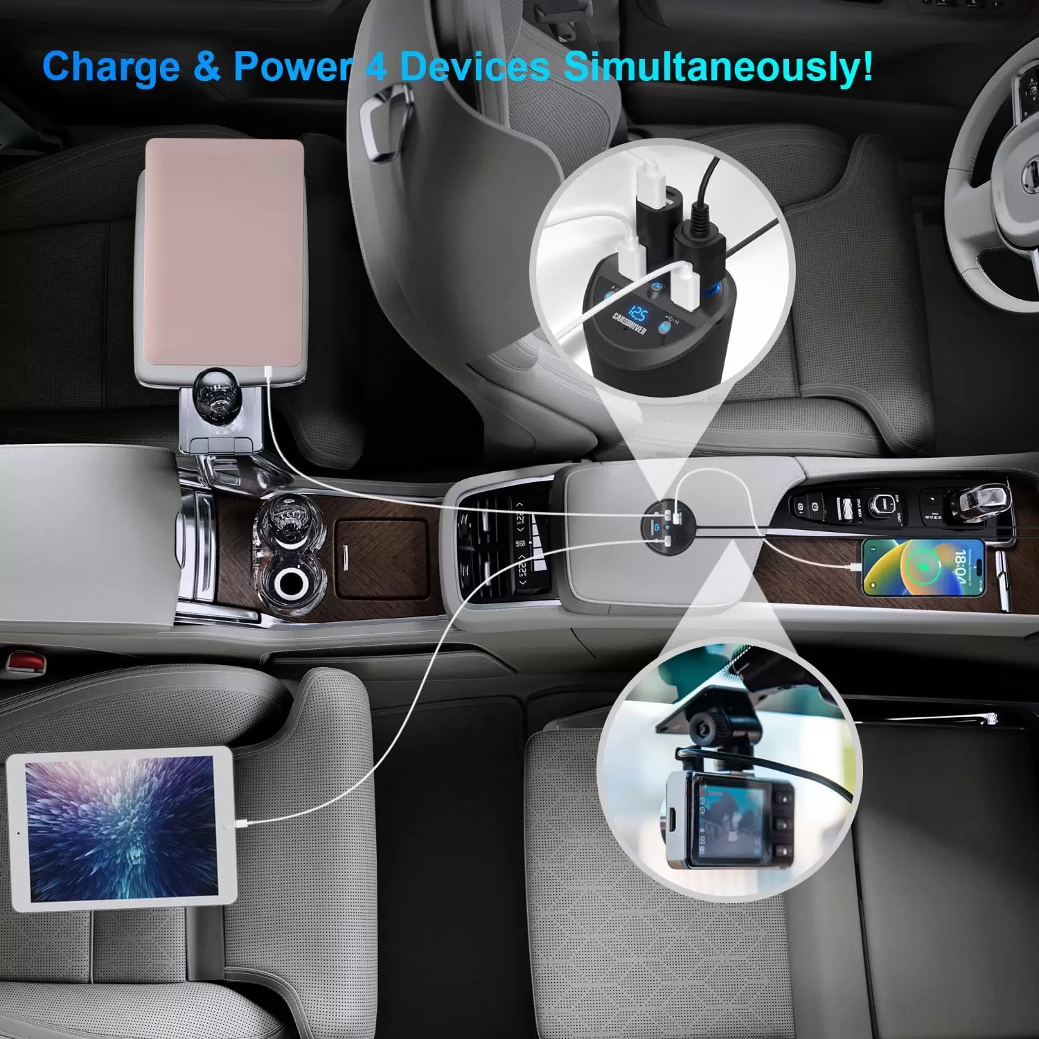 CAR AND DRIVER Bluetooth FM Transmitter Cup Holder for Car with Built-in Dual USB Fast Charging Ports & Dual Cigarette Lighter 12V Power Sockets. Audio Adapter Receiver Wireless. Handsfree Car Kit - Image 2
