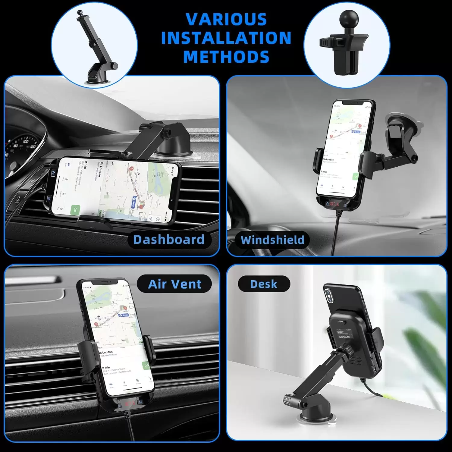 Bluetooth 5.3 FM Transmitter Car Adapter Magift FM Transmitter Bluetooth for Car Phone Holder with Dual USB Charging Car Charger MP3 Player Support TF Card USB Disk Compatible for All Smart Phone - Image 5