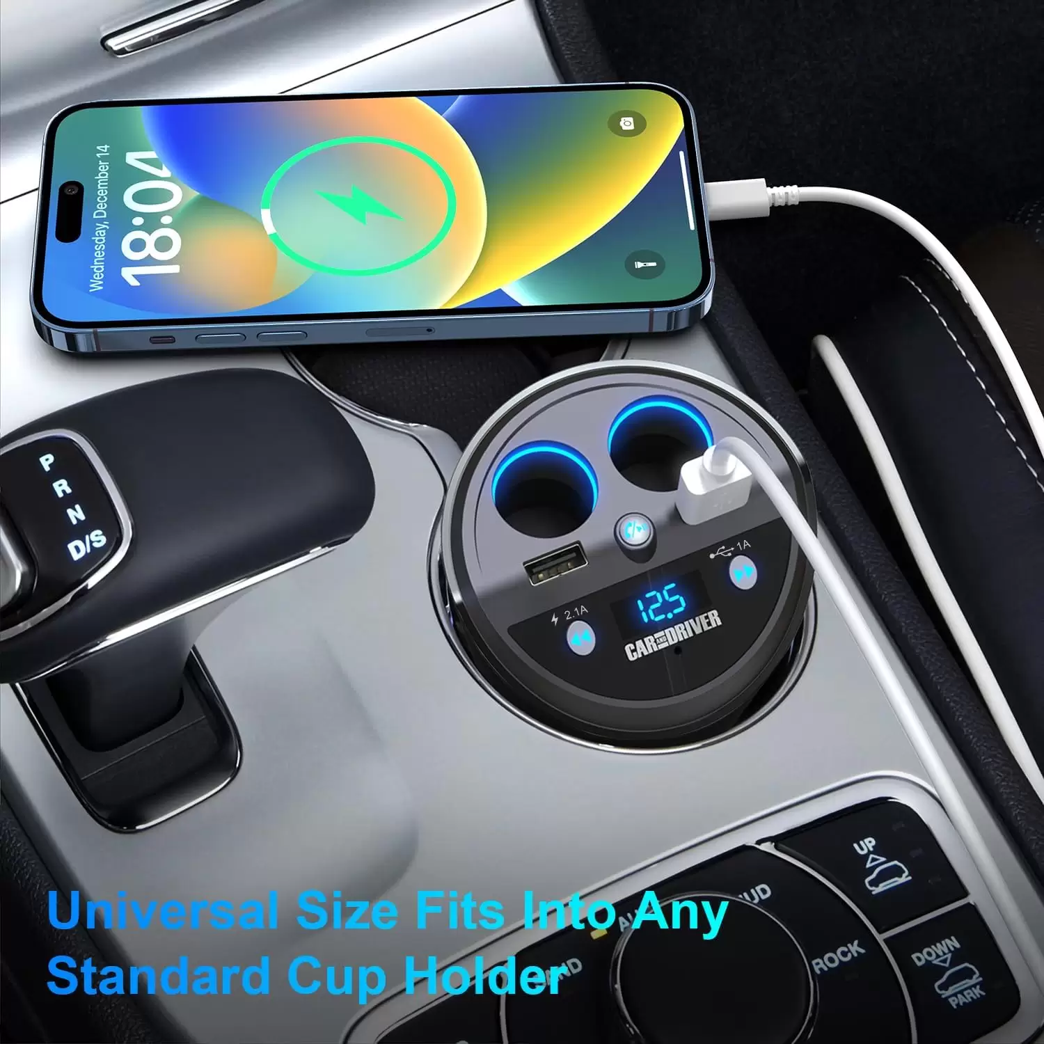 CAR AND DRIVER Bluetooth FM Transmitter Cup Holder for Car with Built-in Dual USB Fast Charging Ports & Dual Cigarette Lighter 12V Power Sockets. Audio Adapter Receiver Wireless. Handsfree Car Kit - Image 8